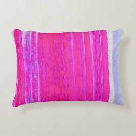 抽象芸術鮮やかピンクとパープルのストライプアート アクセントクッション