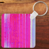 抽象芸術鮮やかピンクとパープルのストライプアート キーホルダー (裏面)