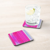 抽象芸術鮮やかピンクとパープルのストライプアート コースター (右側)