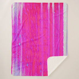 抽象芸術鮮やかピンクとパープルのストライプアート シェルパブランケット
