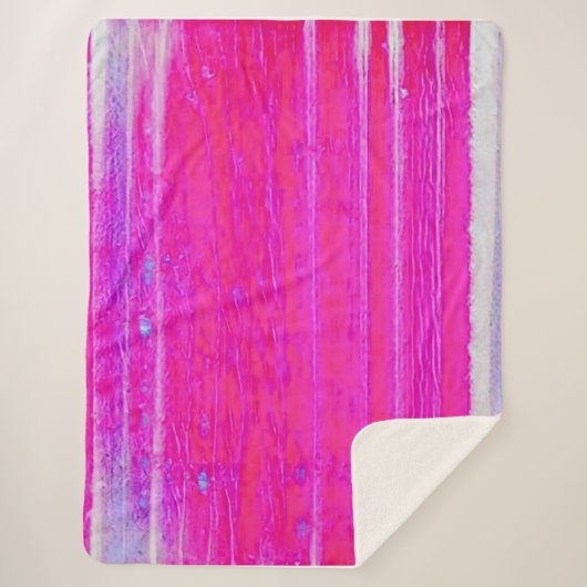 抽象芸術鮮やかピンクとパープルのストライプアート シェルパブランケット (正面)