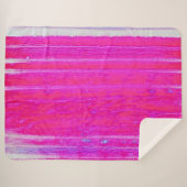 抽象芸術鮮やかピンクとパープルのストライプアート シェルパブランケット (正面(横))
