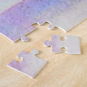 抽象芸術鮮やかピンクとパープルのストライプアート ジグソーパズル (側面)