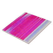 抽象芸術鮮やかピンクとパープルのストライプアート タイル (側面)