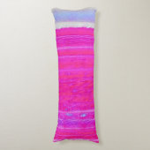 抽象芸術鮮やかピンクとパープルのストライプアート ボディピロー (正面縦)