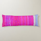 抽象芸術鮮やかピンクとパープルのストライプアート ボディピロー (裏面)
