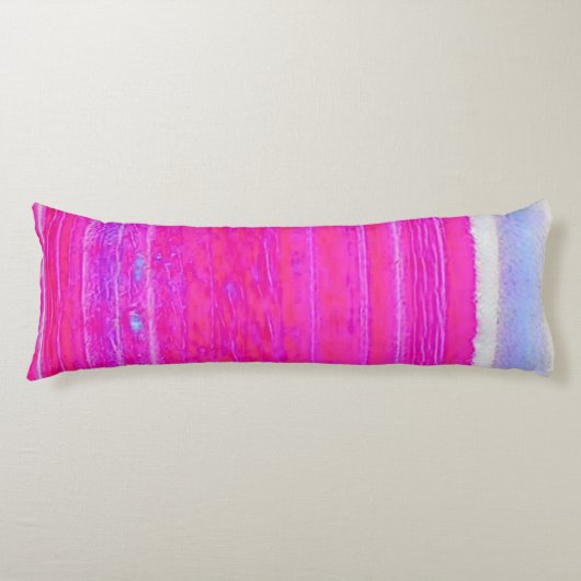 抽象芸術鮮やかピンクとパープルのストライプアート ボディピロー (正面)