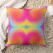 抽象芸術鮮やかピンクイエローブルースワールアート クッション (ブランケット)