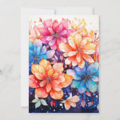 抽象芸術鮮やかフラワーアート誕生日パーティー 招待状 (裏面)