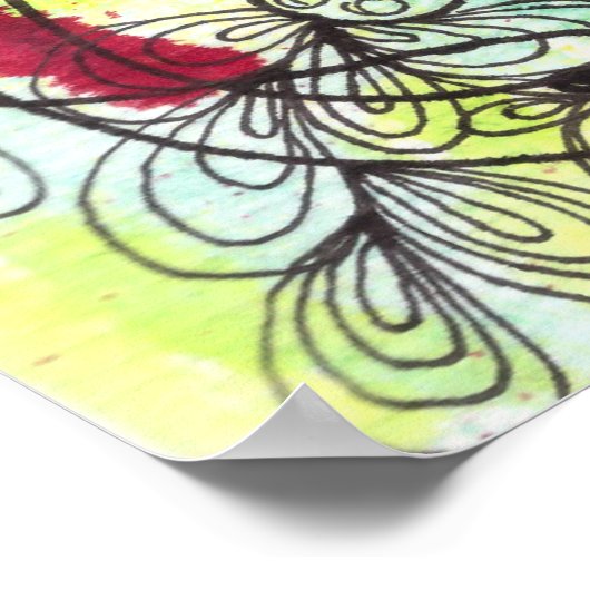 抽象芸術鮮やかフローラのアートワーク ポスター (角)