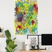 抽象芸術鮮やかフローラのアートワーク ポスター (ホームオフィス)