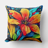 抽象芸術鮮やかフローラバースト クッション (正面)