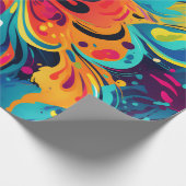 抽象芸術鮮やかフローラバースト ラッピングペーパー (角)