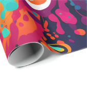 抽象芸術鮮やかフローラバースト ラッピングペーパー (ロールコーナー)