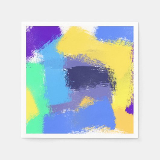 抽象芸術鮮やかブラシ スタンダードカクテルナプキン (正面)
