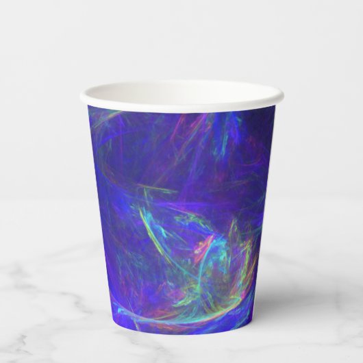 抽象芸術鮮やかブルーピンクグリーン宇宙渦巻き 紙コップ (裏面)