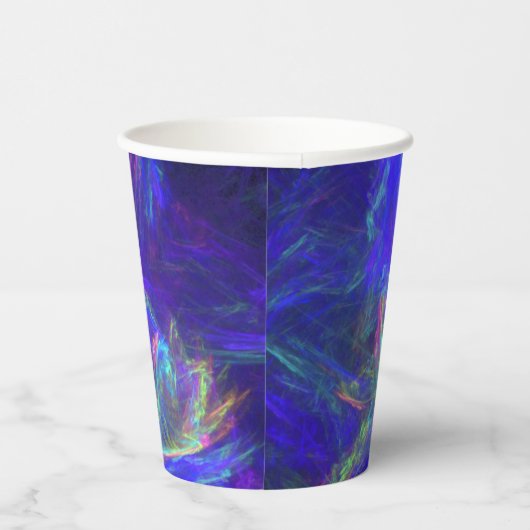 抽象芸術鮮やかブルーピンクグリーン宇宙渦巻き 紙コップ (右)