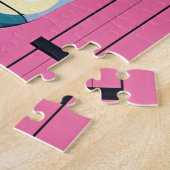 抽象芸術鮮やかポートレート女子顔ピンクブラック ジグソーパズル (側面)