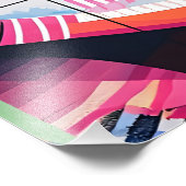 抽象芸術鮮やかポートレート女子顔ピンクブラック フォトプリント (角)