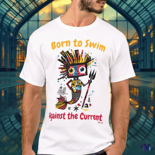 抽象芸術鮮やかマーメイドグラフィックTシャツ Tシャツ