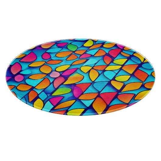 抽象芸術鮮やかリーフバースト カッティングボード (角)