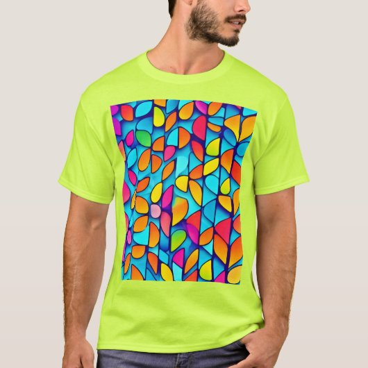 抽象芸術鮮やかリーフバースト Tシャツ (正面)