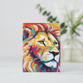 抽象芸術鮮やか動物白獅子術 ポストカード (スタンド正面)