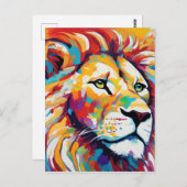 抽象芸術鮮やか動物白獅子術 ポストカード (正面/裏面)