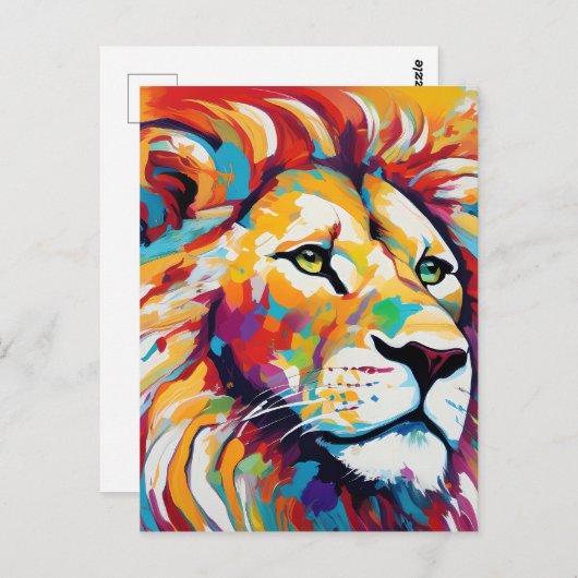 抽象芸術鮮やか動物白獅子術 ポストカード (正面/裏面)
