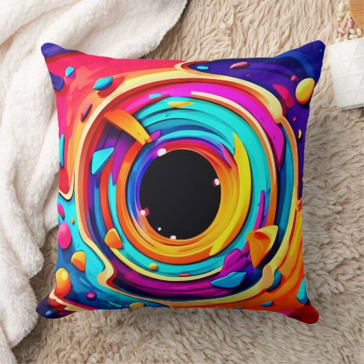 抽象芸術鮮やか宇宙渦アート クッション (ブランケット)