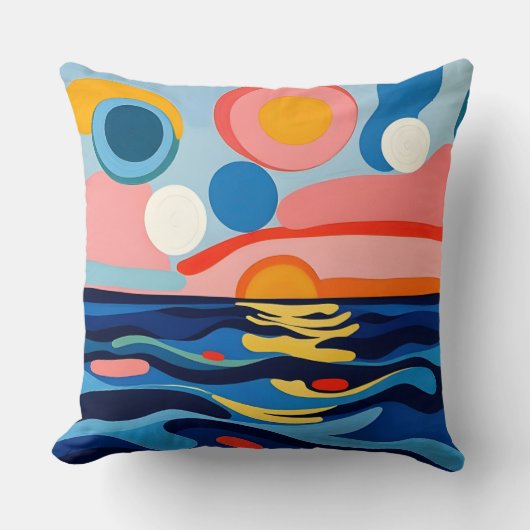 抽象芸術鮮やか岬 クッション (正面)