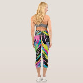 抽象芸術鮮やか数々の色のトロピカルリーフ カプリレギンス (裏面)