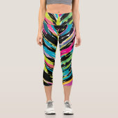 抽象芸術鮮やか数々の色のトロピカルリーフ カプリレギンス (正面)