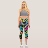 抽象芸術鮮やか数々の色のトロピカルリーフ カプリレギンス (正面)