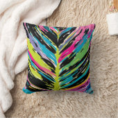 抽象芸術鮮やか数々の色のトロピカルリーフ クッション (ブランケット)