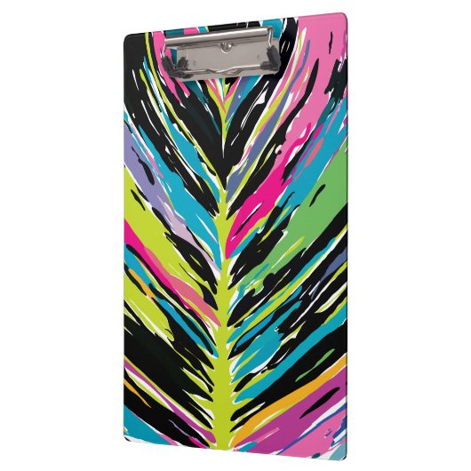 抽象芸術鮮やか数々の色のトロピカルリーフ クリップボード (左)