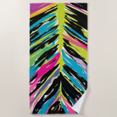 抽象芸術鮮やか数々の色のトロピカルリーフ ビーチタオル (正面)