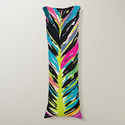 抽象芸術鮮やか数々の色のトロピカルリーフ ボディピロー (正面縦)