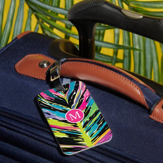 抽象芸術鮮やか数々の色のトロピカルリーフ ラゲッジタグ (正面インサイチュ1)