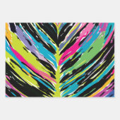 抽象芸術鮮やか数々の色のトロピカルリーフ ラッピングペーパーシート (正面)