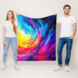 抽象芸術鮮やか旋回 フリースブランケット