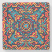 抽象芸術鮮やか族のハイコール族のパターン ストーンコースター (正面)