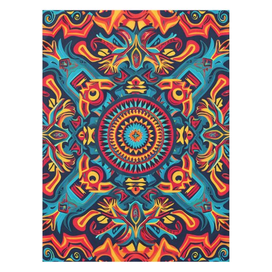 抽象芸術鮮やか族のハイコール族のパターン テーブルクロス (正面)