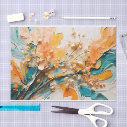 抽象芸術鮮やか春の野草 薄葉紙 (クラフト)