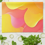 抽象芸術鮮やか波の暖かいデザイン キッチンタオル (折り畳み)