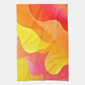 抽象芸術鮮やか波の暖かいデザイン キッチンタオル (縦)