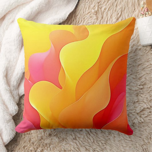 抽象芸術鮮やか波の暖かいデザイン クッション (ブランケット)