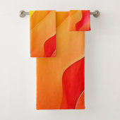 抽象芸術鮮やか波の暖かいデザイン バスタオルセット (インサイチュ)