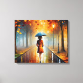 抽象芸術鮮やか秋紅葉雨通り キャンバスプリント (正面)