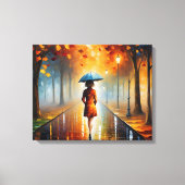 抽象芸術鮮やか秋紅葉雨通り キャンバスプリント (正面)